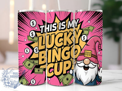 Funny Bingo Gnome 20oz Tumbler, Lucky Bingo Tumbler Wrap, 20oz Sublimation Tumbler, Bingo Lover Cup, Funny Bingo Tumbler, Lucky Charm Tumbler, Gambling Theme Tumbler Sublimation ToriDesigns 