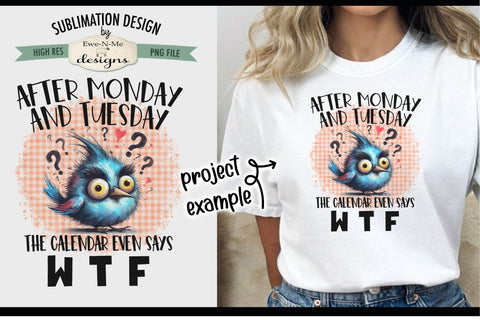 Funny Bird Calendar Says WTF - Sarcastic Sublimation Design Sublimation Ewe-N-Me Designs 