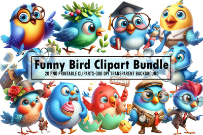 Funny Bird Clipart Bundle Funny Bird Png Sublimation designartist 
