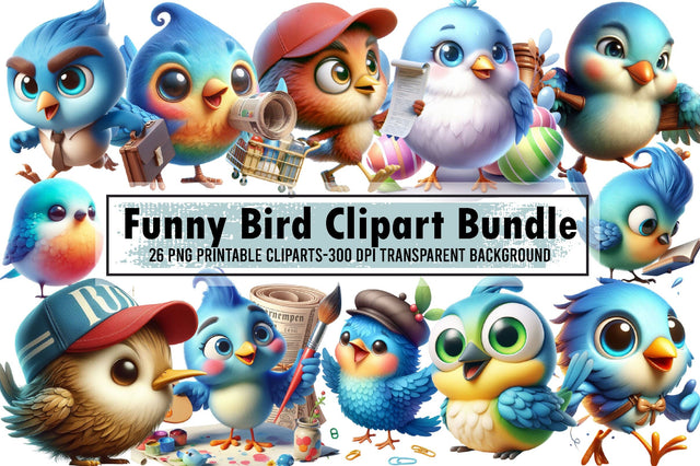 Funny Bird Clipart Bundle Funny Bird Png Sublimation designartist 