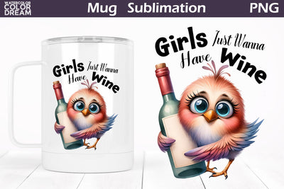 Funny Bird Wine Mug | Sarcastic Quote Mug Sublimation Sublimation WatercolorColorDream 