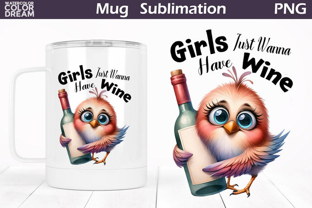 Funny Bird Wine Mug | Sarcastic Quote Mug Sublimation Sublimation WatercolorColorDream 