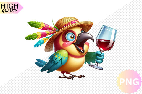 Funny Bird With Wine Glass Clipart bundle SVG CraftingStudio 