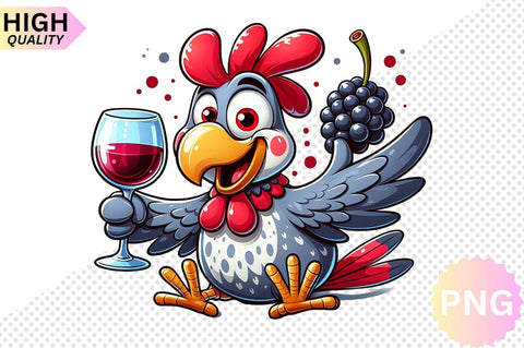 Funny Bird With Wine Glass Clipart bundle SVG CraftingStudio 