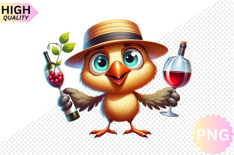 Funny Bird With Wine Glass Clipart bundle SVG CraftingStudio 