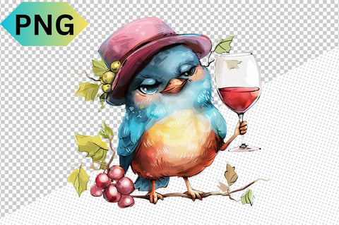Funny Bird With Wine Glass Clipart SVG CraftingStudio 