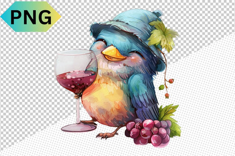 Funny Bird With Wine Glass Clipart SVG CraftingStudio 