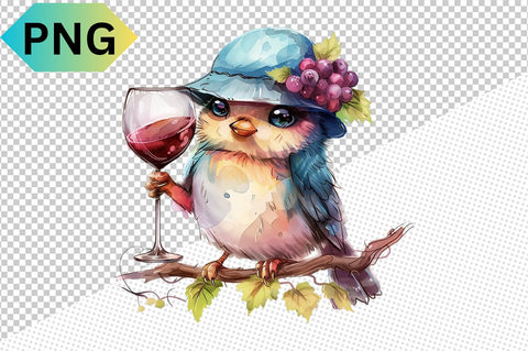 Funny Bird With Wine Glass Clipart SVG CraftingStudio 