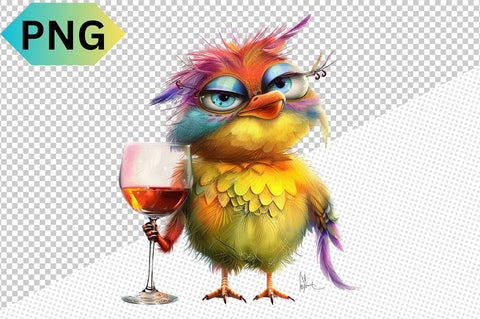 Funny Bird With Wine Glass Clipart SVG CraftingStudio 