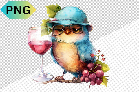 Funny Bird With Wine Glass Clipart SVG CraftingStudio 