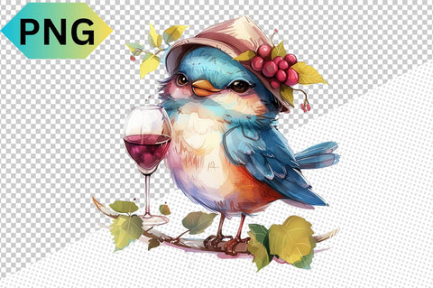 Funny Bird With Wine Glass Clipart SVG CraftingStudio 