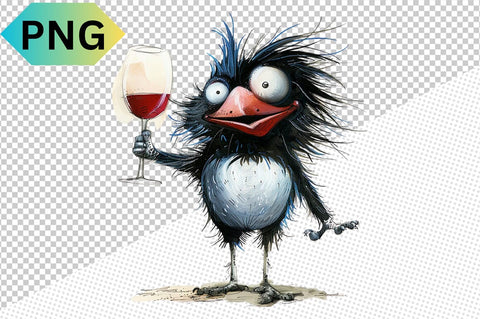 Funny Bird With Wine Glass Clipart SVG CraftingStudio 