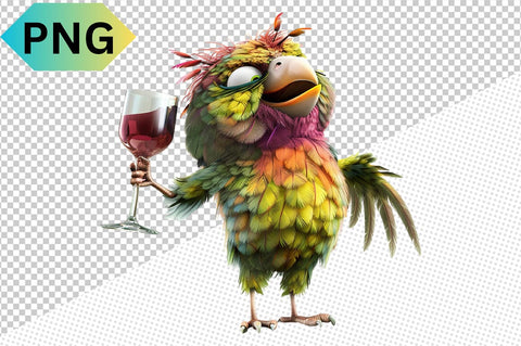 Funny Bird With Wine Glass Clipart SVG CraftingStudio 
