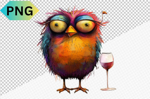 Funny Bird With Wine Glass Clipart SVG CraftingStudio 