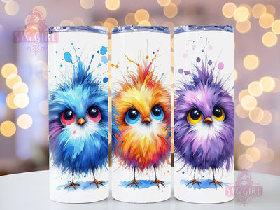 Funny Birds 20oz Tumbler Wrap Sublimation Design, Straight Tapered Tumbler Wrap, Watercolor Bird Tumbler Png, Instant Digital Download Sublimation SvggirlplusArt 
