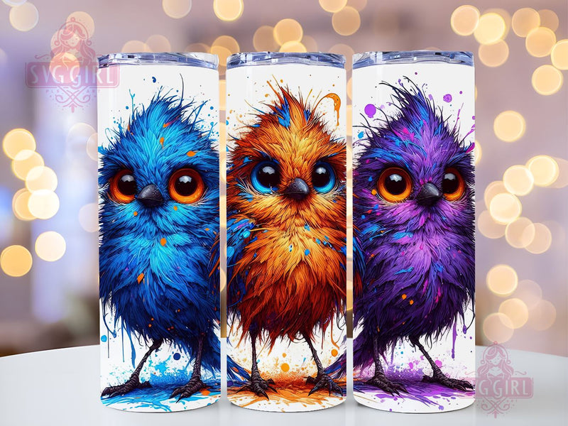 Funny Birds 20oz Tumbler Wrap Sublimation Design, Straight Tapered Tumbler Wrap, Watercolor Bird Tumbler Png, Instant Digital Download Sublimation SvggirlplusArt 