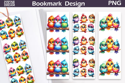 Funny Birds Bookmark | Cute Birds Bookmark Sublimation WatercolorColorDream 
