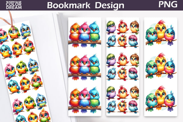 Funny Birds Bookmark | Cute Birds Bookmark Sublimation WatercolorColorDream 