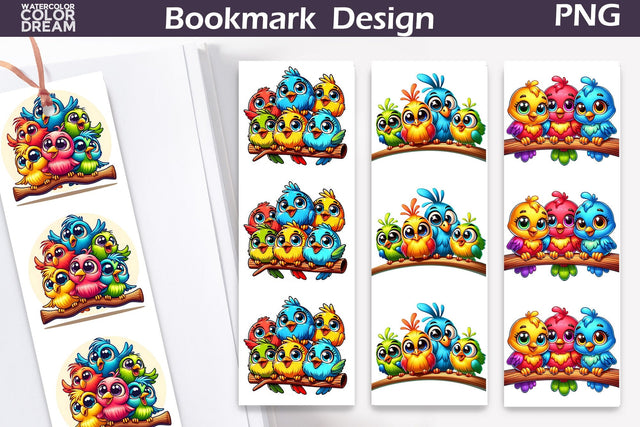 Funny Birds Bookmark | Cute Birds Bookmark Sublimation WatercolorColorDream 