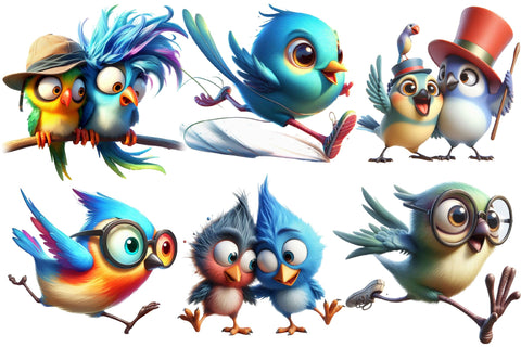 Funny Birds Clipart Bundle Sublimation designartist 