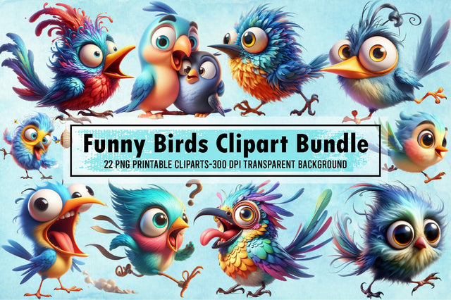 Funny Birds Clipart Bundle Sublimation designartist 