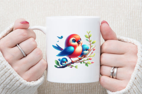 Funny Birds on Branch Clipart Bundle PNG Sublimation designartist 