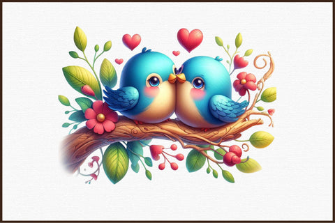 Funny Birds on Branch Clipart Bundle PNG Sublimation designartist 