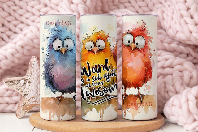 Funny Birds Tumbler Wrap, 20oz Skinny Sublimation Tumbler Design, Seamless Bird Sublimation Design, Watercolor Bird Tumbler Png Download Sublimation DesignSVG 