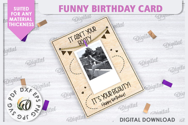 Funny Birthday Card Laser Cut Design. Money Gift Holder SVG SVG Evgenyia Guschina 