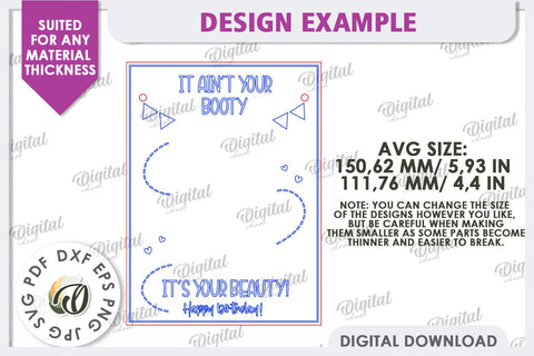 Funny Birthday Card Laser Cut Design. Money Gift Holder SVG SVG Evgenyia Guschina 