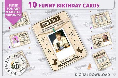 Funny Birthday Cards LaserCut Bundle. Money Gift Holders SVG SVG Evgenyia Guschina 