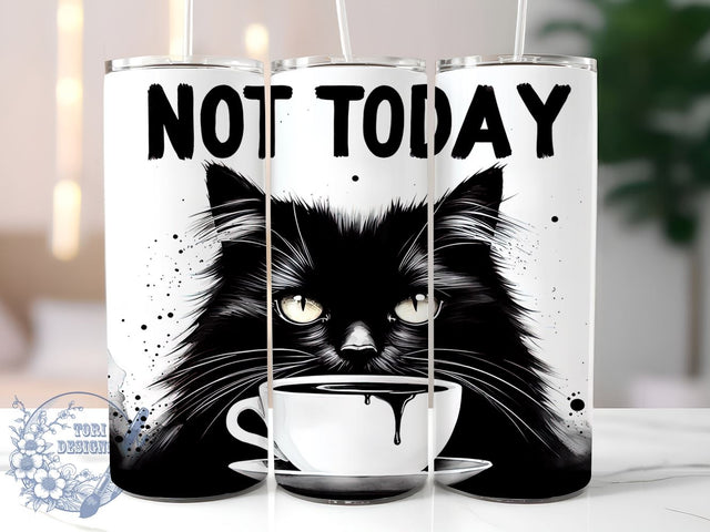Funny Black Cat 20oz Skinny Tumbler, Cute Cat Black Tumbler Png, Straight & Tapered Tumbler Wrap, Instant Digital Download Sublimation ToriDesigns 