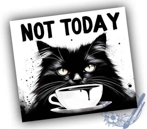 Funny Black Cat 20oz Skinny Tumbler, Cute Cat Black Tumbler Png, Straight & Tapered Tumbler Wrap, Instant Digital Download Sublimation ToriDesigns 