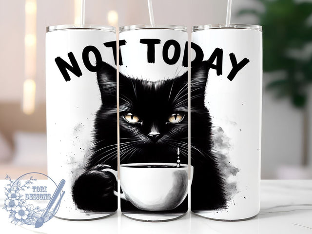 Funny Black Cat 20oz Skinny Tumbler, Cute Cat Black Tumbler Png, Straight & Tapered Tumbler Wrap, Instant Digital Download Sublimation ToriDesigns 