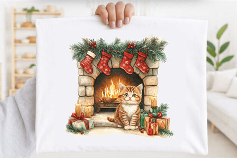 Funny Black Cat Christmas Clipart Bundle. Sublimation SVGArt 