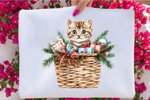 Funny Black Cat Christmas Clipart Bundle. Sublimation SVGArt 