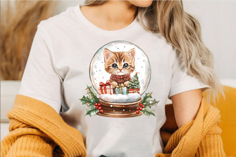 Funny Black Cat Christmas Clipart Bundle. Sublimation SVGArt 