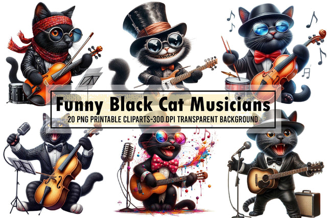 Funny Black Cat Musicians Sublimation Sublimation designartist 