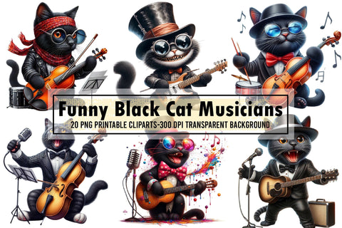 Funny Black Cat Musicians Sublimation Sublimation designartist 
