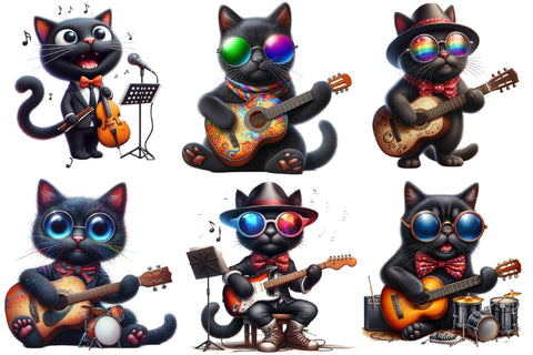 Funny Black Cat Musicians Sublimation Sublimation designartist 