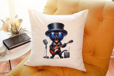 Funny Black Cat Musicians Sublimation Sublimation designartist 