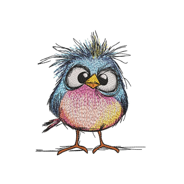 Funny Blue Bird Machine Embroidery Design, 3 sizes, Instant Download Embroidery/Applique DESIGNS Nino Nadaraia 