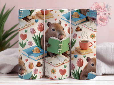 Funny Book Lover Capybara Tumbler, Funny Capybara Tumbler, Book Lover Wrap, Whimsical Capybara Wrap, Cute Animal Wrap, Sublimation Design, Trendy Gift Idea Sublimation Li Zamperini 