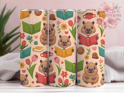 Funny Book Lover Capybara Tumbler, Funny Capybara Tumbler, Book Lover Wrap, Whimsical Capybara Wrap, Cute Animal Wrap, Sublimation Design, Trendy Gift Idea Sublimation Li Zamperini 