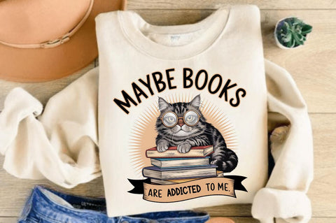 Funny Book Lover PNG Books Addicted PNG Sublimation Design Sublimation Regulrcrative 