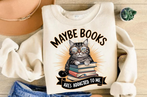 Funny Book Lover PNG Books Addicted PNG Sublimation Design Sublimation Regulrcrative 