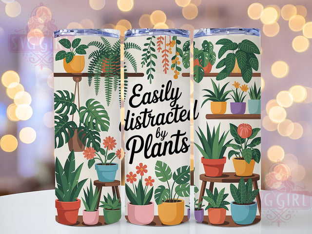 Funny Botanical Plant Tumbler, Easily Distracted Tumbler, Stylish 20oz Wrap, Sublimation Design, Trendy Gift Idea, Botanical Humor Wrap, Quirky Plant Tumbler Sublimation SvggirlplusArt 