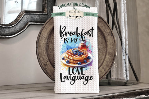 Funny Breakfast Waffles Kitchen Towel Sublimation Designs Sublimation Ewe-N-Me Designs 