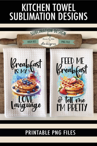 Funny Breakfast Waffles Kitchen Towel Sublimation Designs Sublimation Ewe-N-Me Designs 
