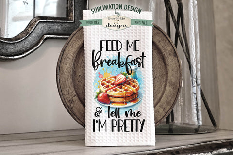 Funny Breakfast Waffles Kitchen Towel Sublimation Designs Sublimation Ewe-N-Me Designs 